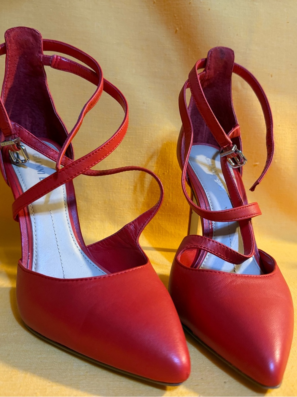 Gianni Bini Red Strappy Pointed-Toe Heels